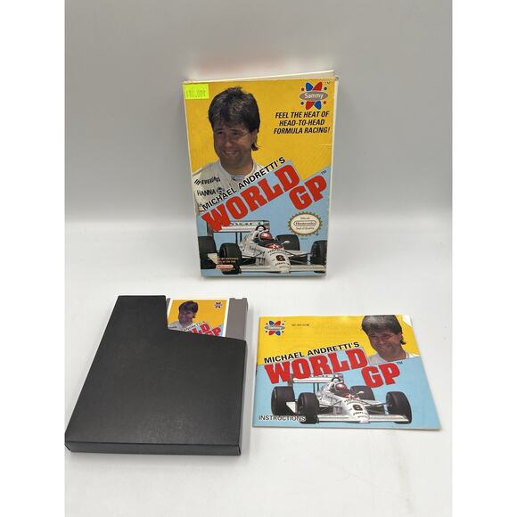 Michael Andretti's World GP NES Nintendo Complete CIB Good Condition! Nice!
